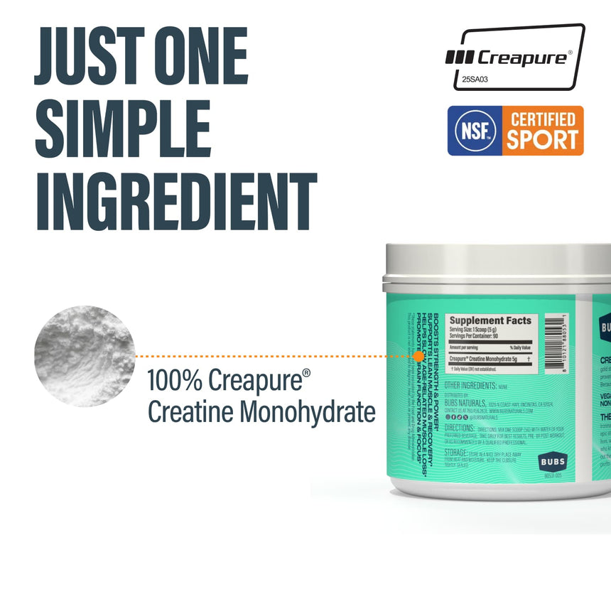 BUBS Naturals Creatine Monohydrate | Creapure 5g