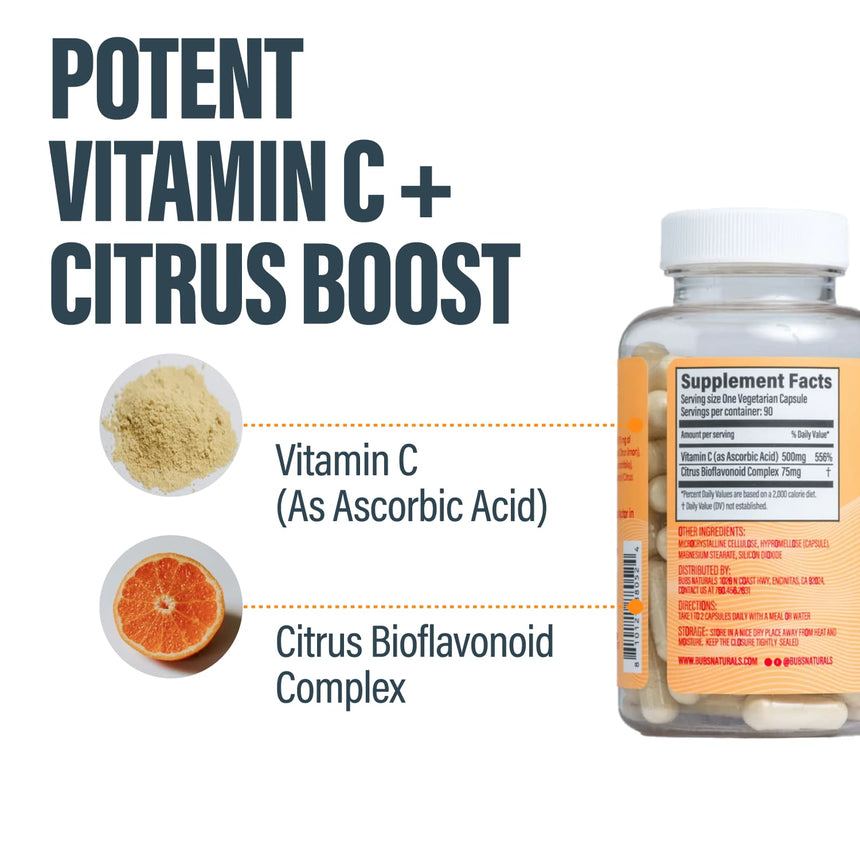 BUBS Naturals Vitamin C | 500mg with Bioflavonoids