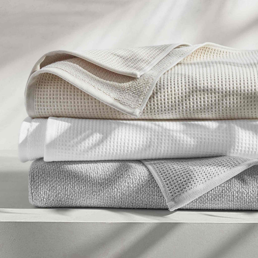 Kassatex Canal Waffle Towels | 600 GSM Waffle Front with Zero-Twist Terry Back | 100% Cotton