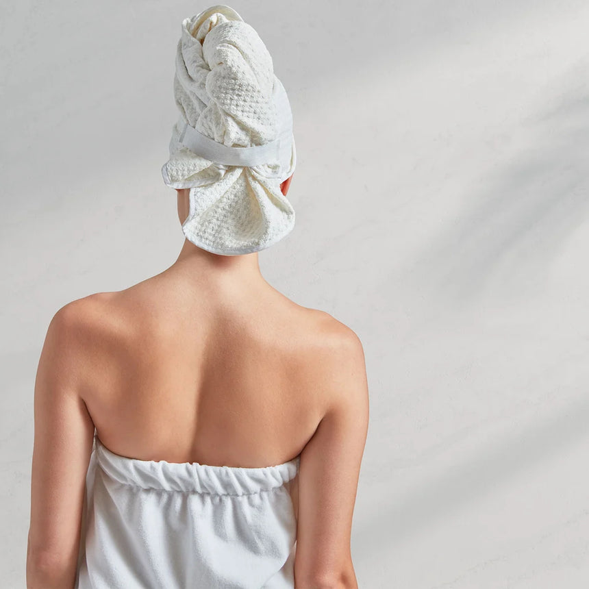 Kassatex Spa Hair Towel Wrap | Waffle Microfiber | Elastic Strap and Button Loop