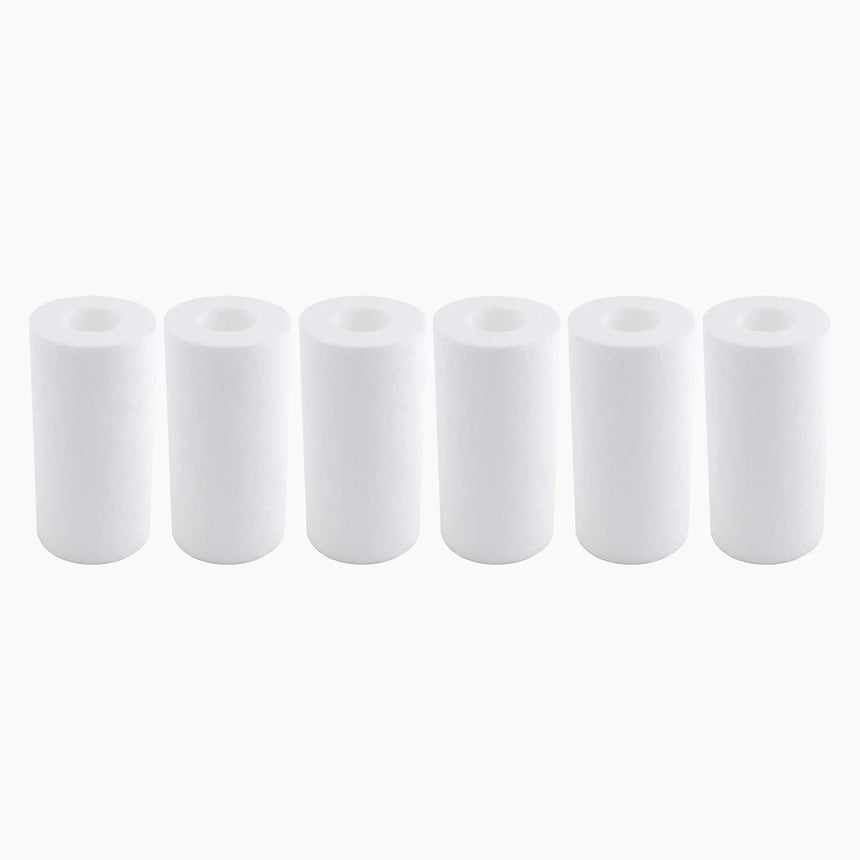 Revive 6-Pack Of Filters: six plain white cartridge filters, shown for the 1-micron option