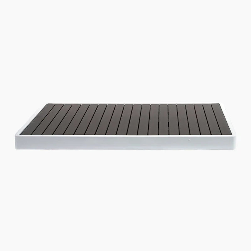 Revive Acrylic Basin with dark composite deck slats set in its white acrylic base