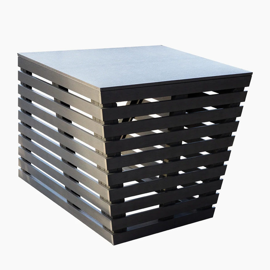 Revive Chiller Cover with dark gray horizontal composite slats on its sides and a flat top