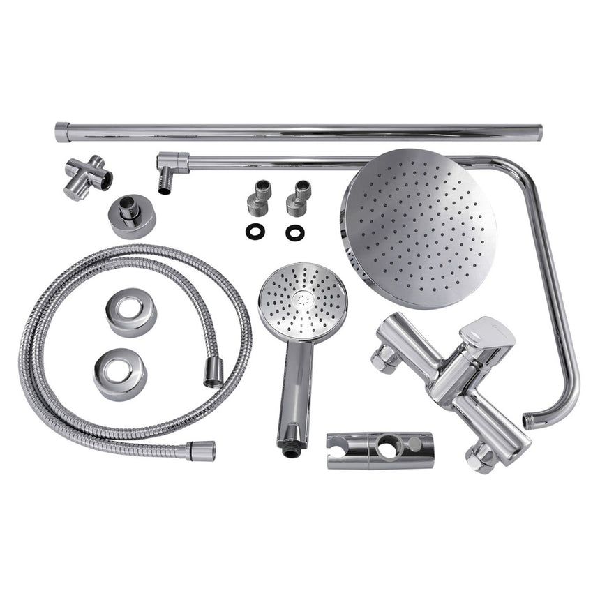 SaunaLife Model R3 Rain Series Outdoor Barrel Shower | Thermo-Spruce Enclosure
