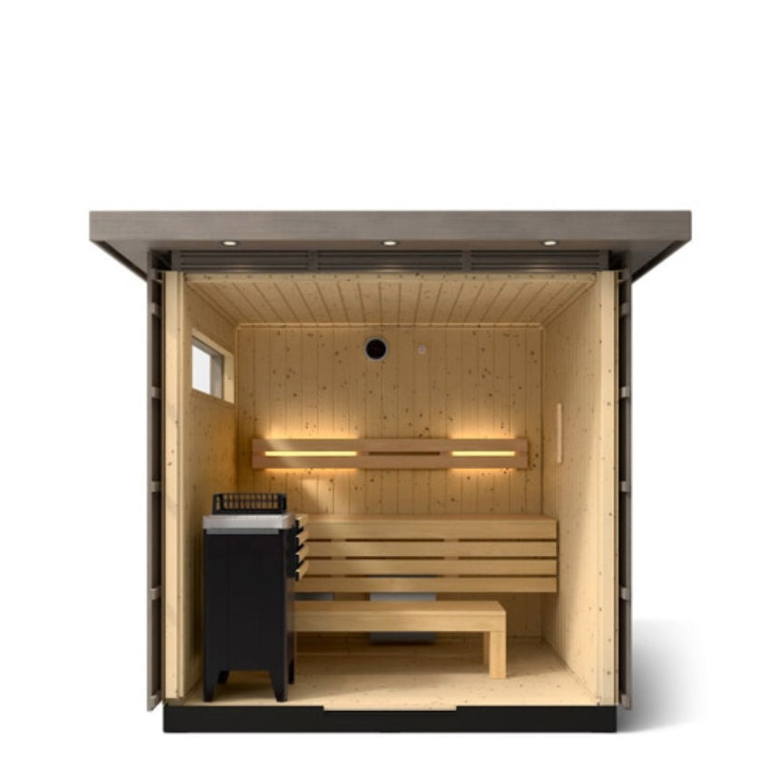 Kohler C2 Outdoor Sauna Kit, Weathered Grey Spruce, Up to 6 Persons