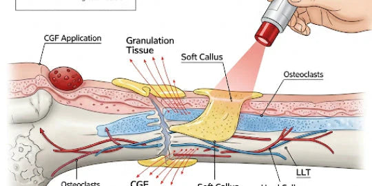 Synergistic Effects of Concentrated Growth Factor and 1064 nm Low-Level Laser Therapy on Bone Healing