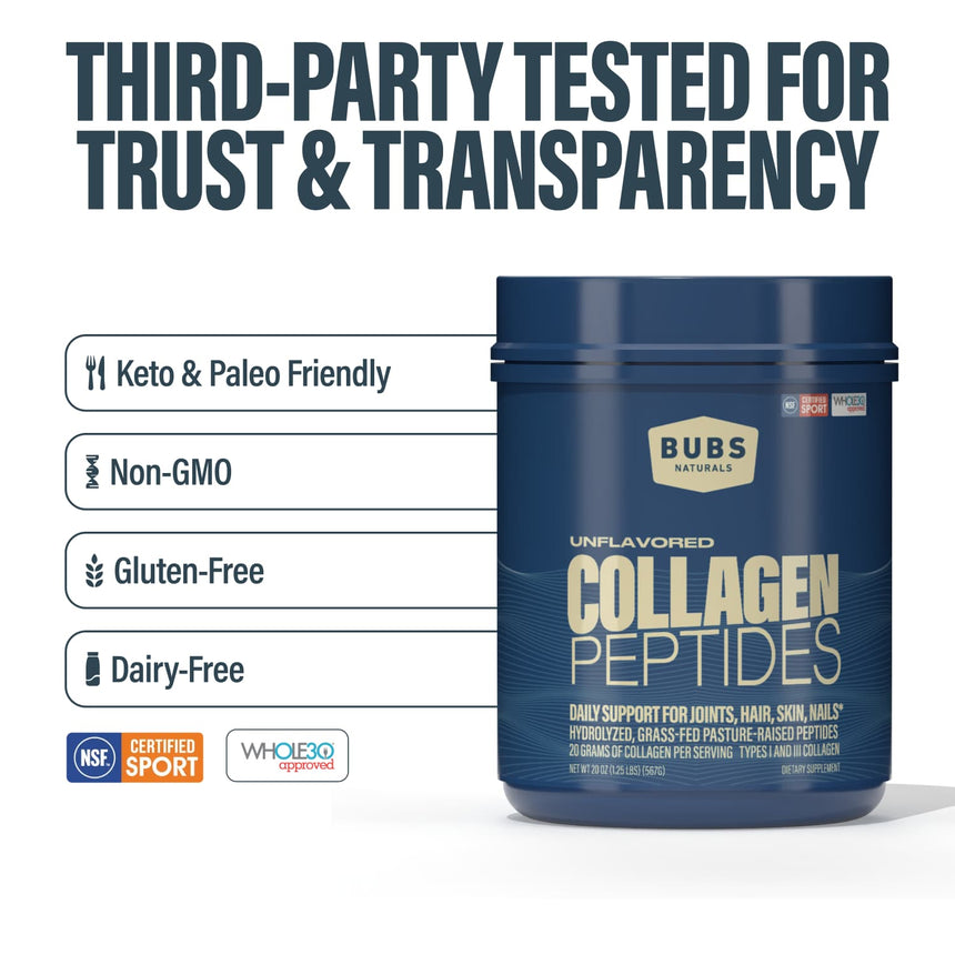 BUBS Naturals Collagen Peptides | Grass-Fed Unflavored