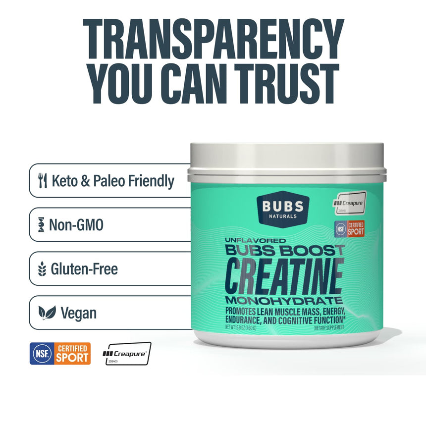 BUBS Naturals Creatine Monohydrate | Creapure 5g