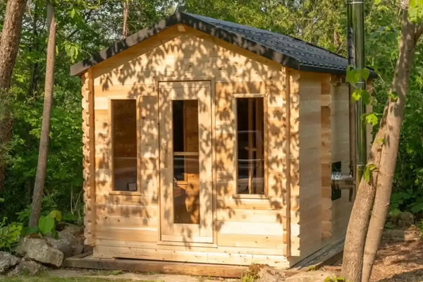 Dundalk Leisurecraft CT Georgian Cabin with Changeroom 6 Person Sauna + Harvia M3 Wood-Burning Sauna Stove Off-Grid Package