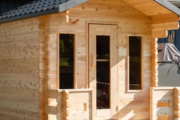 Dundalk Leisurecraft CT Georgian Cabin with Porch 6 Person Sauna + Harvia M3 Wood-Burning Sauna Stove Off-Grid Package