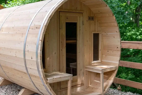 Dundalk Leisurecraft Tranquility 6 Person Barrel Sauna + Harvia M3 Wood-Burning Sauna Stove Off-Grid Package
