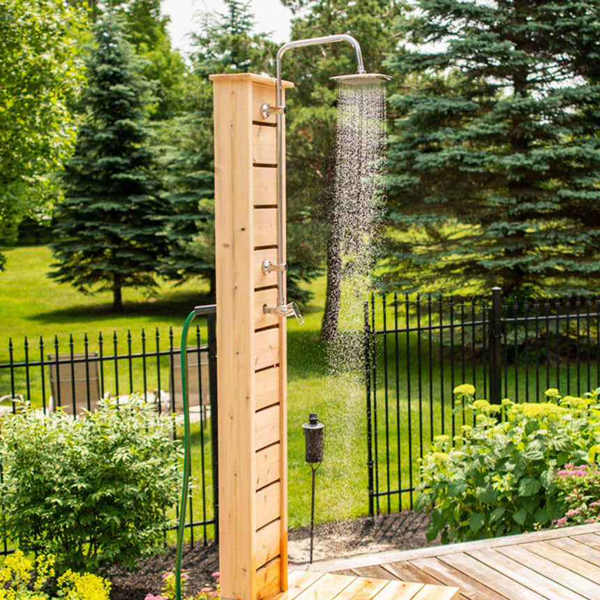 Dundalk LeisureCraft Canadian Timber Sierra Outdoor Shower | Freestanding Cedar Pillar