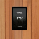 Finnmark FD-4 Trinity sauna built-in LCD WiFi touchscreen controller displaying 170 degrees temperature.