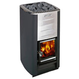 Harvia M3 base wood-burning sauna stove package with 16.5kW power and required stones for 212-459 cubic feet saunas.
