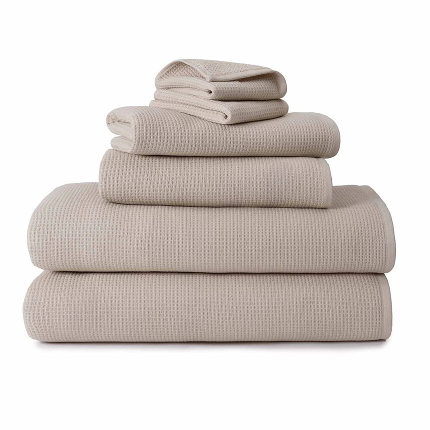 Kassatex Canal Waffle Towels | 600 GSM Waffle Front with Zero-Twist Terry Back | 100% Cotton