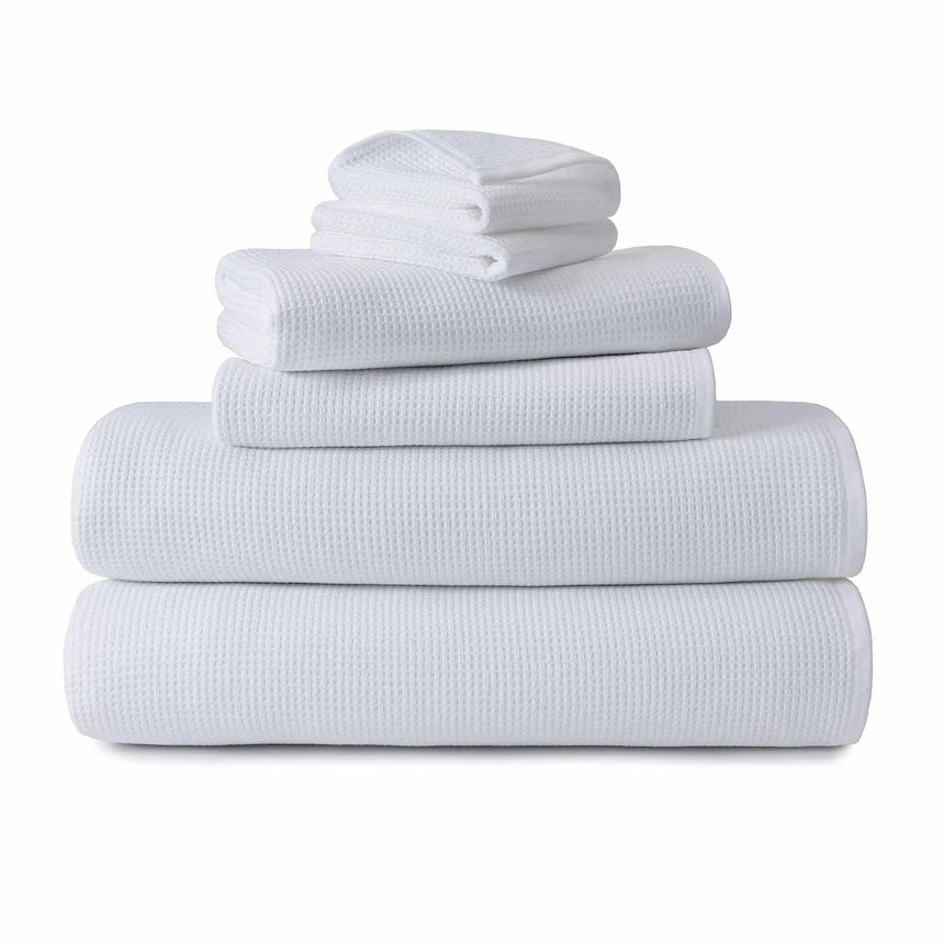 Kassatex Canal Waffle Towels | 600 GSM Waffle Front with Zero-Twist Terry Back | 100% Cotton