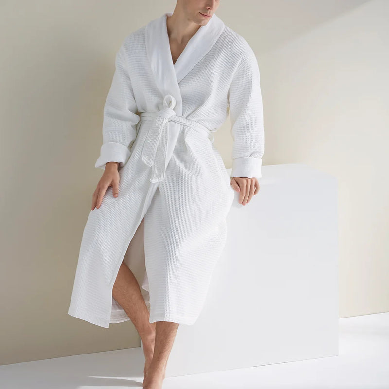 Kassatex Hotel Waffle-Terry Robe | Waffle Exterior with Terry Interior | 100% Turkish Cotton