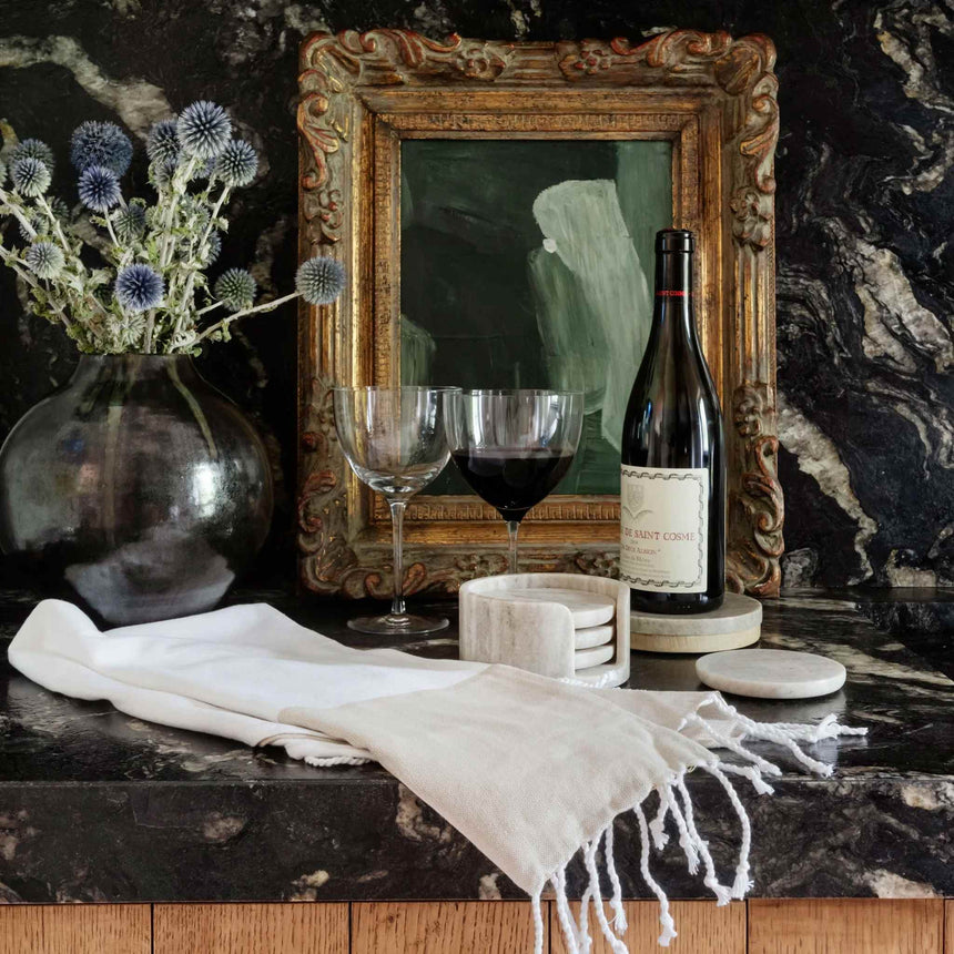 Kassatex Peshtemal Turkish Hand Towel | 100% Turkish Cotton | Flat-Woven with Hand-Knotted Fringe