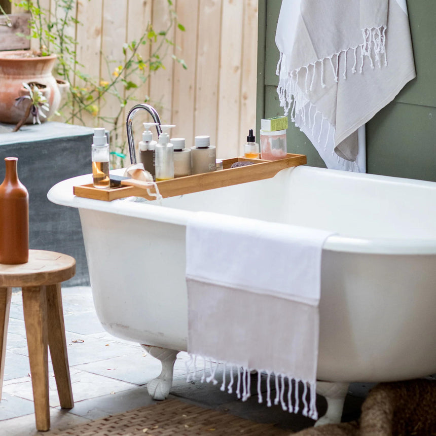 Kassatex Peshtemal Turkish Hand Towel | 100% Turkish Cotton | Flat-Woven with Hand-Knotted Fringe