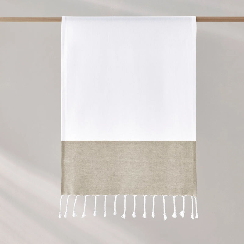 Kassatex Peshtemal Turkish Hand Towel | 100% Turkish Cotton | Flat-Woven with Hand-Knotted Fringe