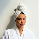 Kassatex Spa Hair Towel Wrap | Waffle Microfiber | Elastic Strap and Button Loop