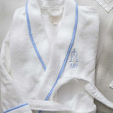 Kassatex Turkish Cotton Piped Robe | Zero-Twist Cotton | Cuffed Sleeves & Contrast Piping