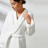 Kassatex Turkish Cotton Piped Robe | Zero-Twist Cotton | Cuffed Sleeves & Contrast Piping
