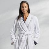 Kassatex Turkish Cotton Piped Robe | Zero-Twist Cotton | Cuffed Sleeves & Contrast Piping
