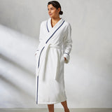 Kassatex Turkish Cotton Piped Robe | Zero-Twist Cotton | Cuffed Sleeves & Contrast Piping