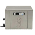 A front-on product shot of the Penguin Cold Therapy Chiller (SKU: 730204), a stainless steel unit with a digital display and the Penguin logo.