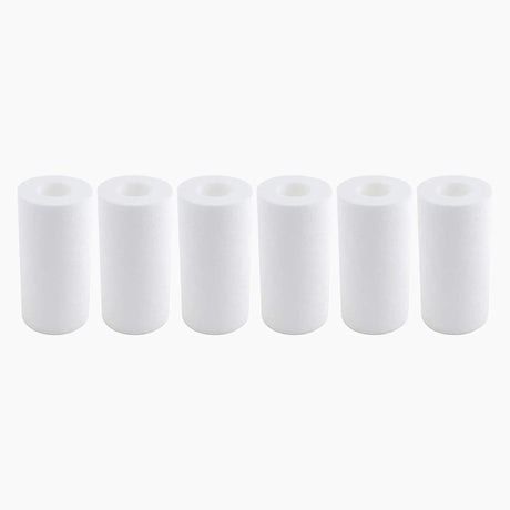 Revive 6-Pack Of Filters: six plain white cartridge filters, shown for the 1-micron option