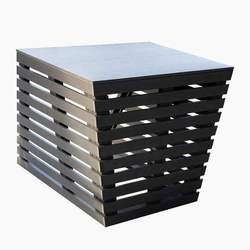 Revive Chiller Cover with dark gray horizontal composite slats on its sides and a flat top