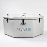 Revive Inflatable Party Plunge hexagonal drop-stitch PVC tub with its clip-on cover and straps