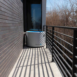 Revive Inflatable Pod Plunge set up at the end of a narrow balcony