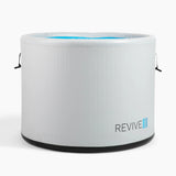 Revive Inflatable Pod Plunge with the cover off, showing the rim of its blue interior