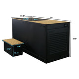 Revive Luxury Plunge dimensions: 72 x 30.8 x 37.8 in, 41.5 x 26.75 in tub opening and 27.6 x 13.4 x 13.4 in step