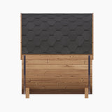 Side profile of the Model E6 showing the Thermo-Spruce wood construction and roof drip edge.