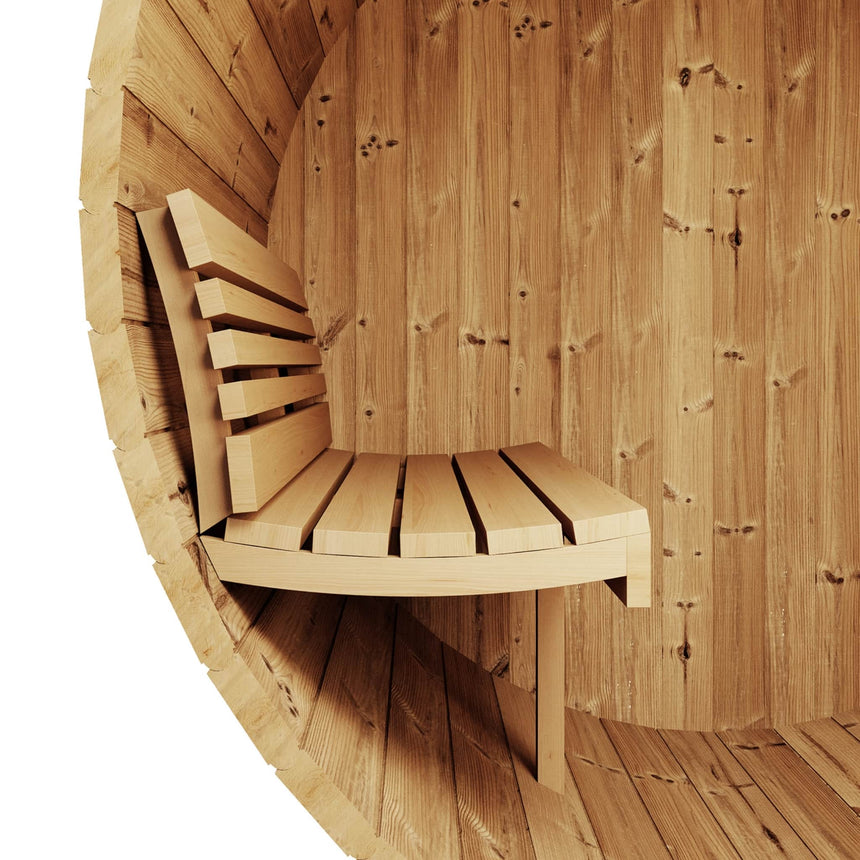 Detailed view of the Model E6's ergonomic curved seating and arched backrest.