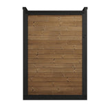 SaunaLife Model GL4 Garden Luxury sauna rear view showing thermo-spruce wood wall construction with black trim.