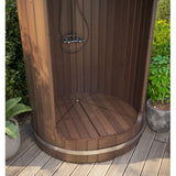 SaunaLife Model R3 Rain Series Outdoor Barrel Shower | Thermo-Spruce Enclosure