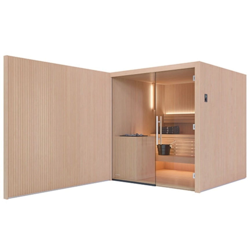 Auroom Libera 48×71 Indoor Sauna Kit | 2-Person Designer Glass-Front Finnish Sauna