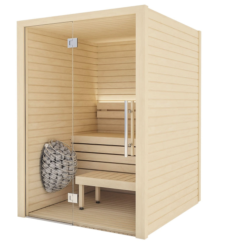 Auroom Cala Glass 59×59 Indoor Sauna Kit | 2-Person Traditional Finnish Sauna