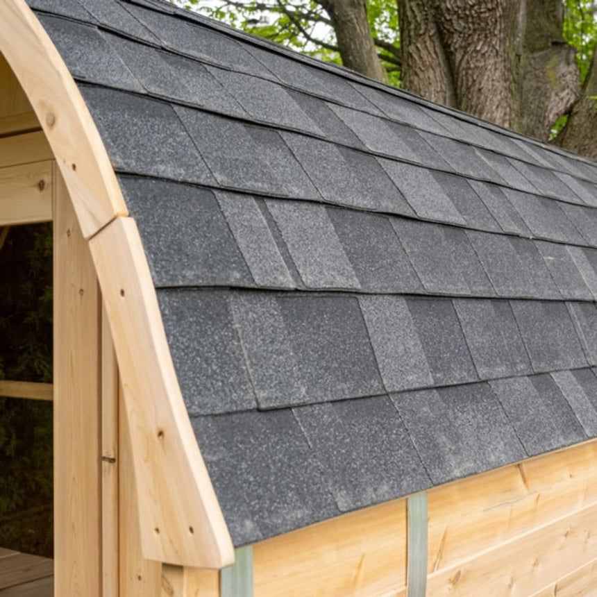 Black Asphalt Shingle Roof for Dundalk LeisureCraft Serenity MP Barrel Sauna