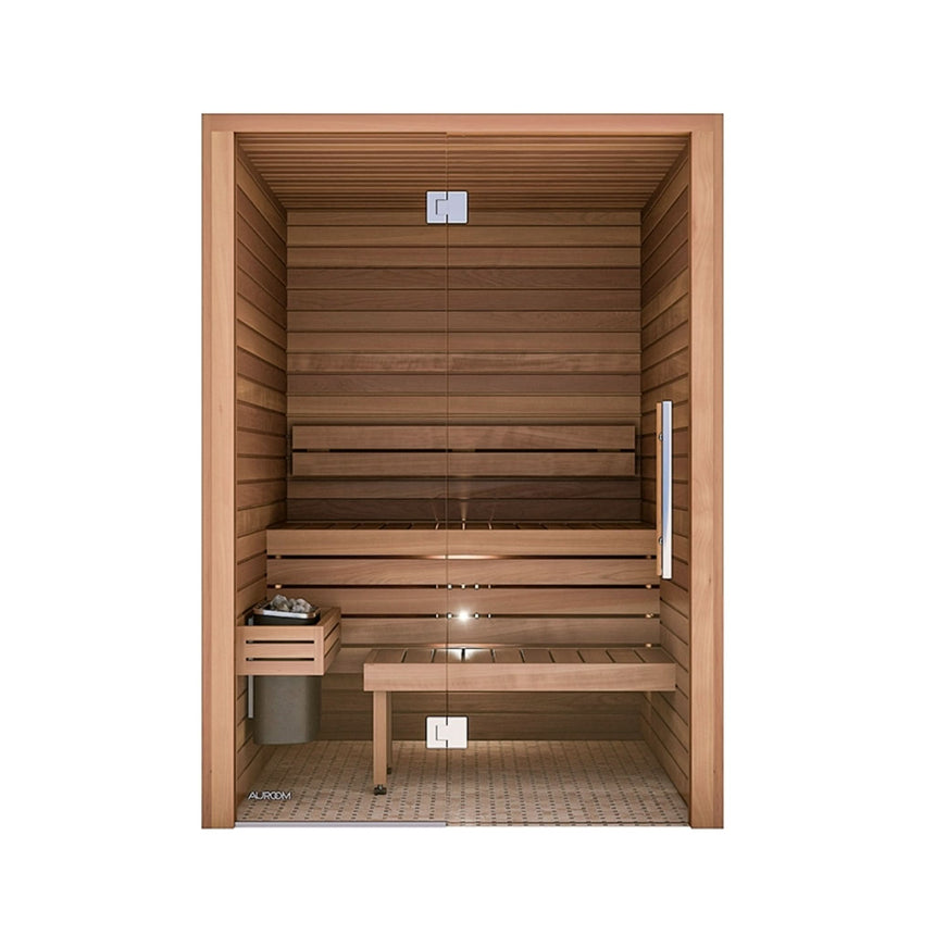 Auroom Cala Glass 59×71 Indoor Sauna Kit | 3-Person Traditional Finnish Sauna