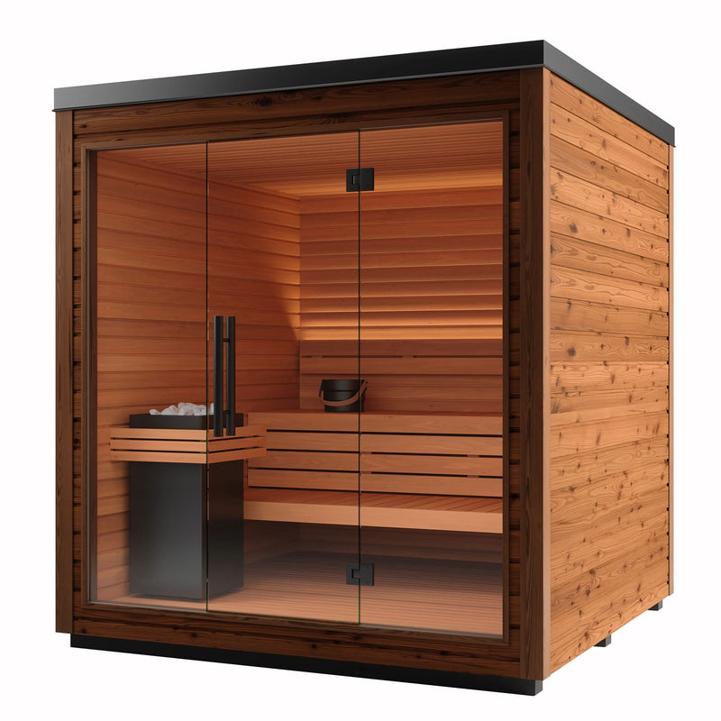 Auroom Mira L Outdoor Sauna | 5-Person Glass Front Cabin Kit