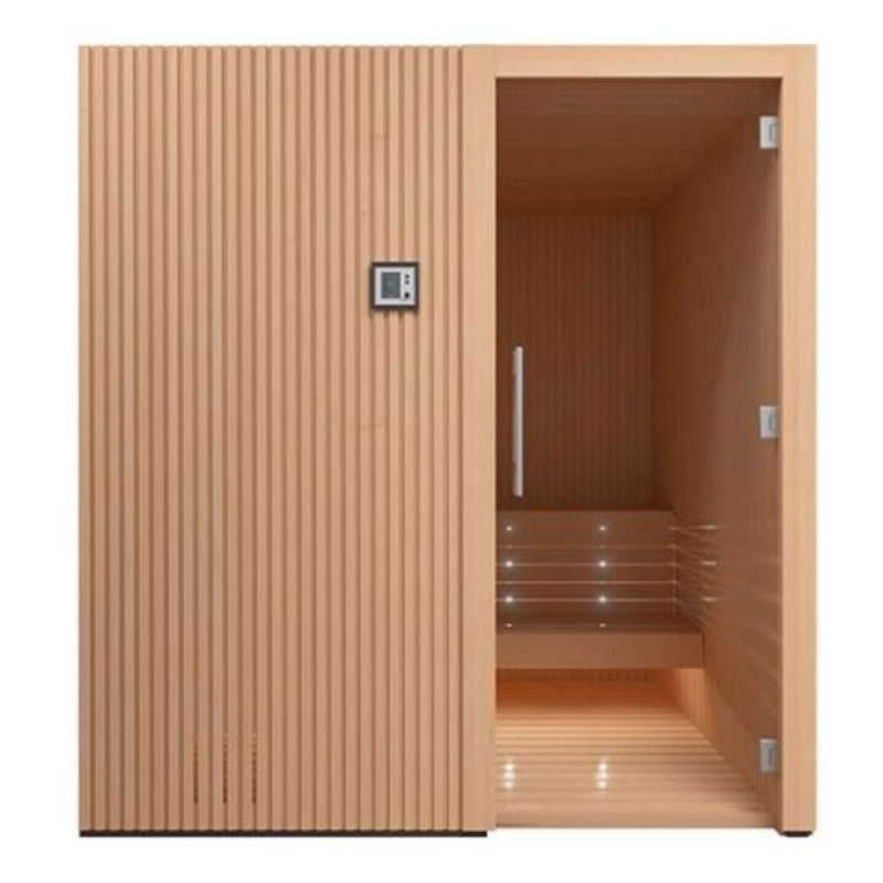Auroom Libera Wood 48×71 Indoor Sauna Kit | 2-Person Designer Wood-Front Finnish Sauna