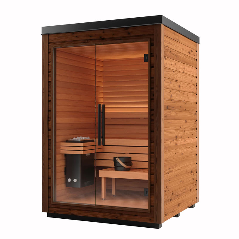 Auroom Mira S Outdoor Sauna | 2-Person Glass Front Cabin Kit