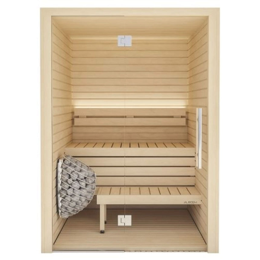 Auroom Cala Glass 59×71 Indoor Sauna Kit | 3-Person Traditional Finnish Sauna
