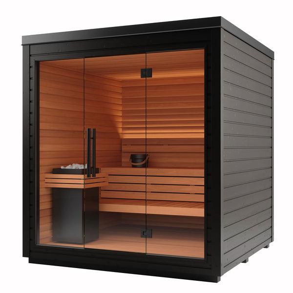 Auroom Mira L Outdoor Sauna | 5-Person Glass Front Cabin Kit