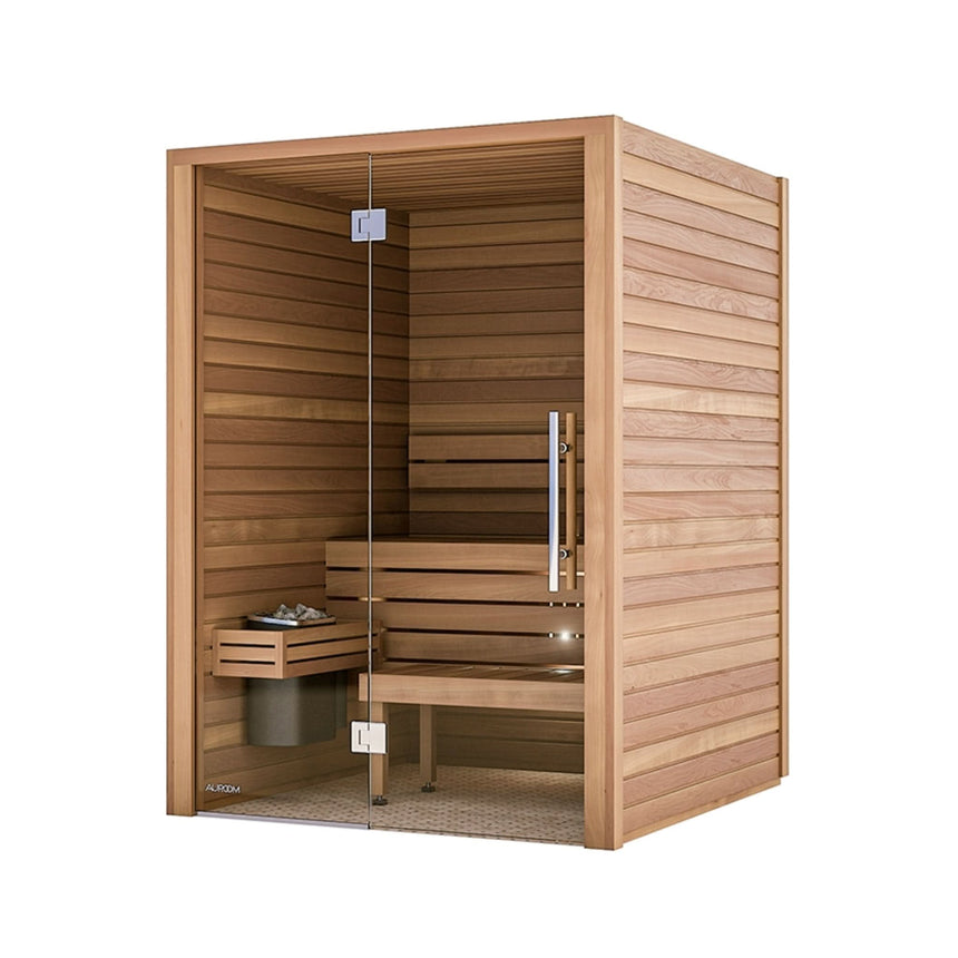Auroom Cala Glass 59×71 Indoor Sauna Kit | 3-Person Traditional Finnish Sauna